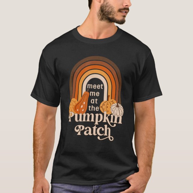 Camiseta Retro Meet Me At The Pumpkin Patch Cute Pumpkin Th (Frente)