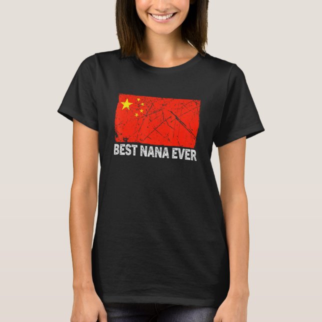 Camiseta Retrô Melhor Nana Alguma Vez China Bandeira Dificu (Frente)