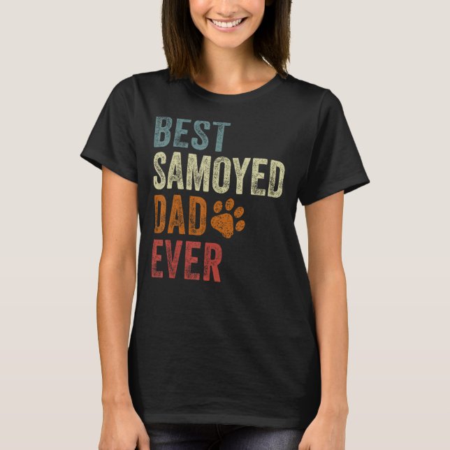 Camiseta Retro Melhor Pai Samoyed Alguma Vez Samoyed Papa (Frente)