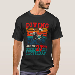 Camiseta Retrô Mergulhando No Meu 27º Aniversário Sobre O P