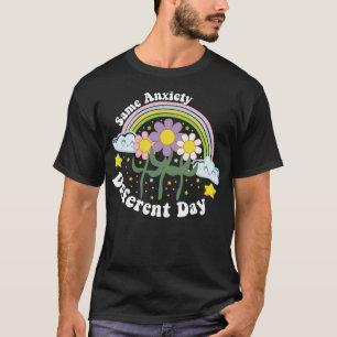 Camiseta Retrô Mesma Ansiedade Dia Diferente Arco-Íris Ment