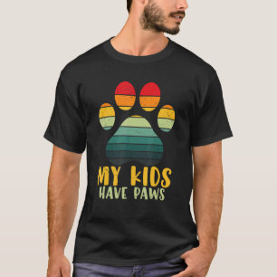 Camiseta Retro Meus Filhos Têm Patas Mãe Pai Cachorro Famil