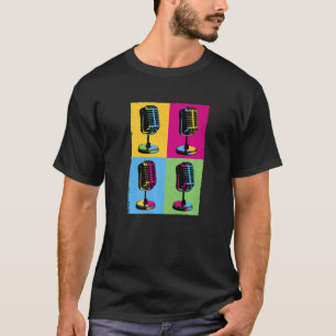 Camiseta Retro Microfone Pop Music Recorst Artist Vintag
