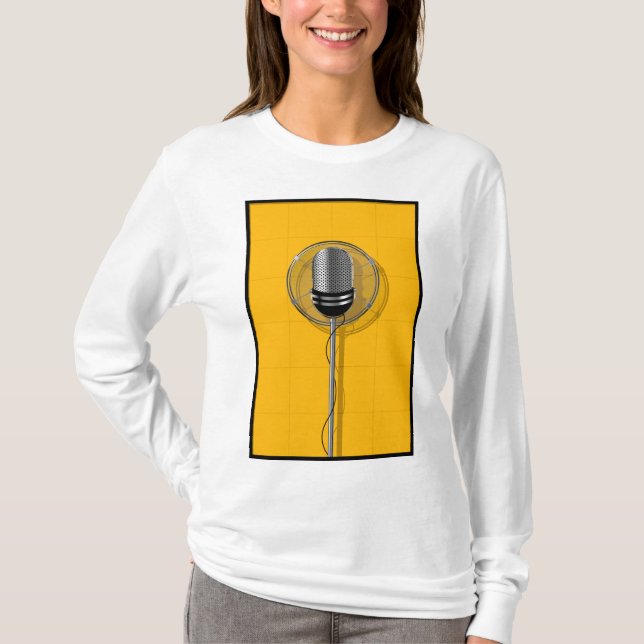 Camiseta Retro Microphone on Bold Yellow (Frente)