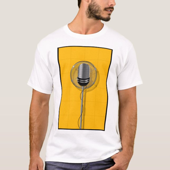 Camiseta Retro Microphone on Bold Yellow (Frente)