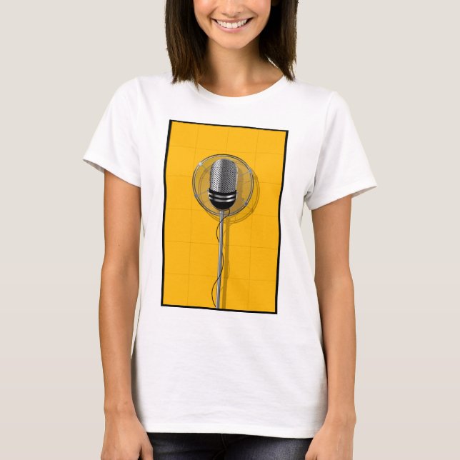 Camiseta Retro Microphone on Bold Yellow (Frente)