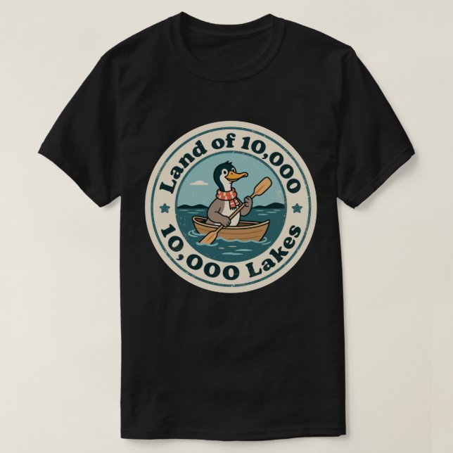 Camiseta Retro Minnesota Loon Pássaro com Cachecol e Remo (Frente do Design)