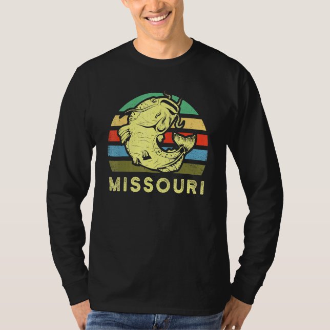 Camiseta Retro Missouri Catfish Fisheries Catpescador Fishe (Frente)