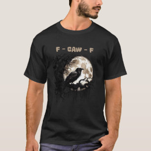 Camiseta Retro Místico Corvo Preto F-Caw-F Lua Celestial Bi