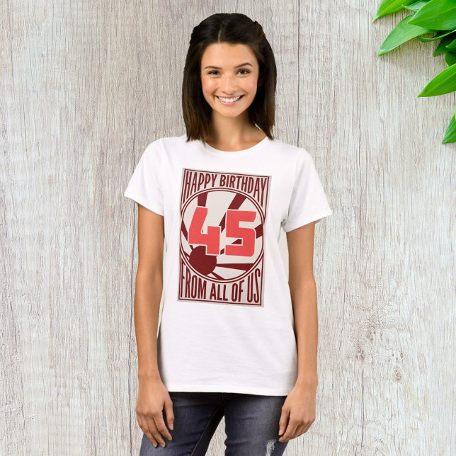 Camiseta Retro Moderno de Meados do Século Aniversário de 4 (Criador carregado)