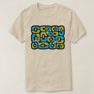Camiseta Retro Moderno de Meados do Século Cósmico Abstrato