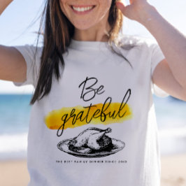 Camiseta Retro Moderno Seja Grata Típica de Ação de Graças