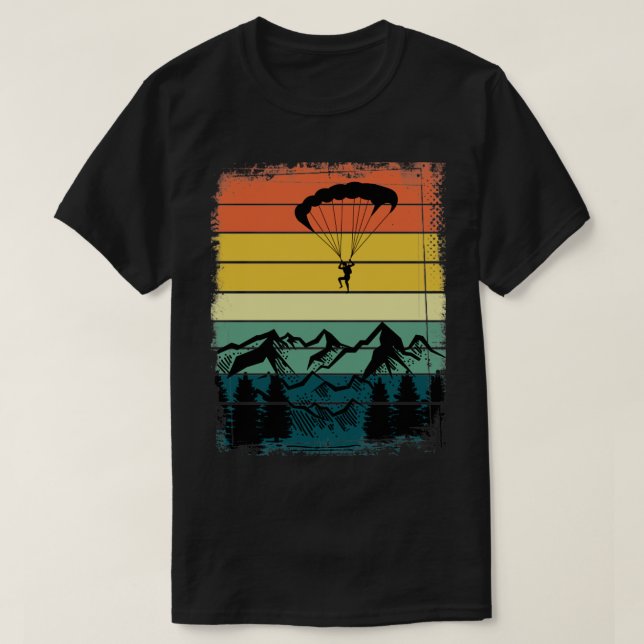 Camiseta Retro Monta Paraglider Outdoor Hobby Paraglidi (Frente do Design)