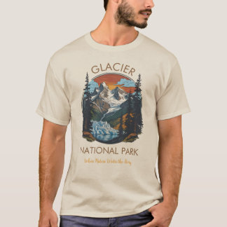 Camiseta Retro Montanha do Parque Nacional Glacier