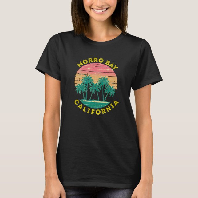 Camiseta Retro Morro Bay Vacation Souvenir Palm Tree (Frente)