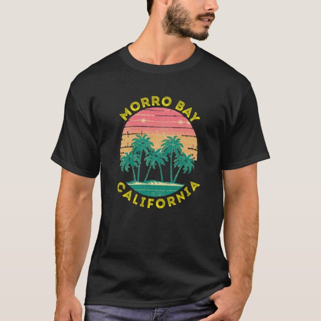 Camiseta Retro Morro Bay Vacation Souvenir Palm Tree (Frente)