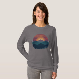 Camiseta Retro Mountain Sunset - Nature Outdoors Women's