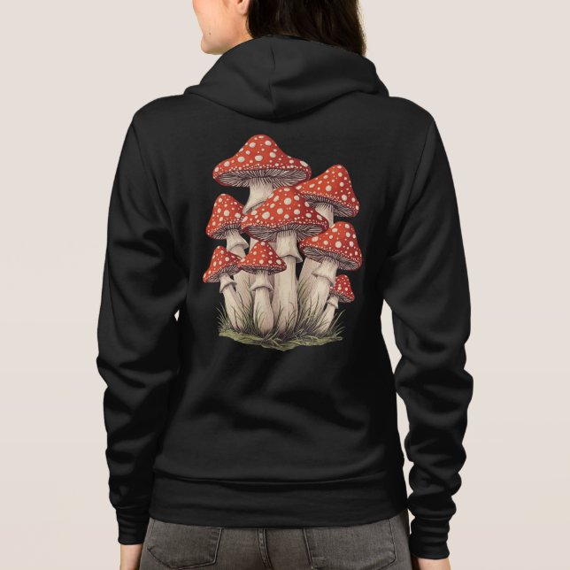 Camiseta Retro Mushroom Cluster Art - Women’s Zip-Up Hoodie (Verso)