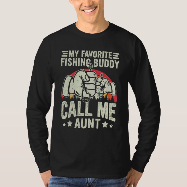 Camiseta Retro My Favorite Fishing Buddy Call Me Aunt Fishi (Frente)