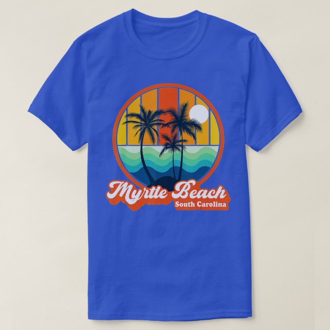 Camiseta Retro Myrtle Beach South Carolina Summer 90s Beach (Frente do Design)