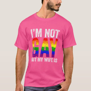 Camiseta Retro Não sou Gay, mas minha esposa é Lgbt Rainbow