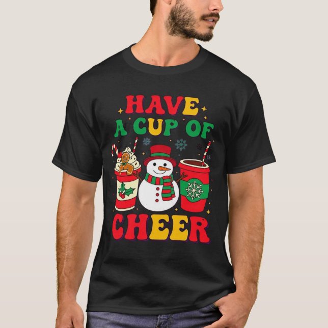 Camiseta Retro Natal Boneco de Neve Biscoito de Gengibre Ch (Frente)