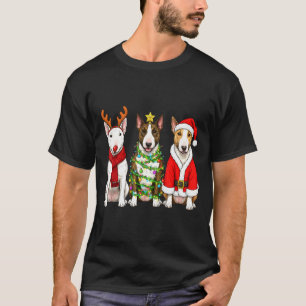 Camiseta Retro Natal Bull Terrier Papai Noel Rena Cão Lo