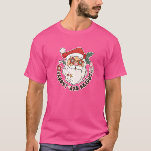 Camiseta Retro Natal, Groovy e Bright Hippy Papais noeis Xm