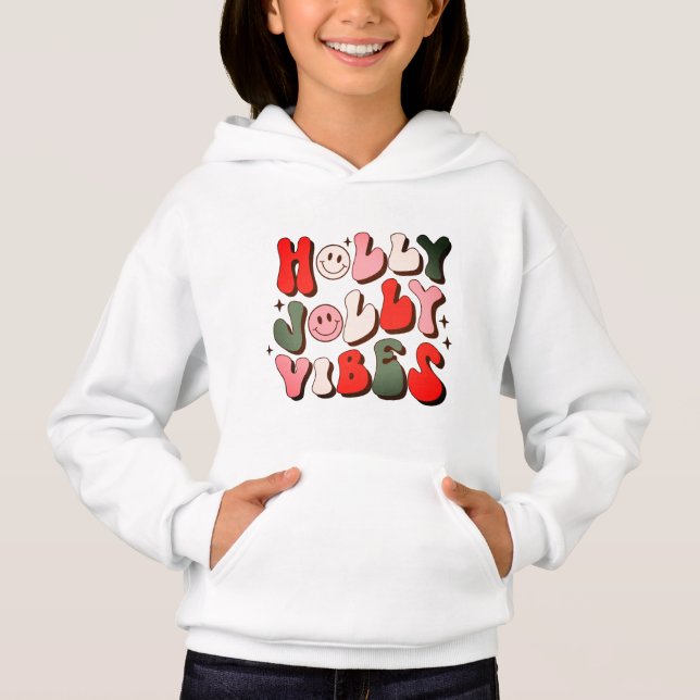 Camiseta Retro Natal Holly Jolly Vibes Feriados de Trendy (Frente)