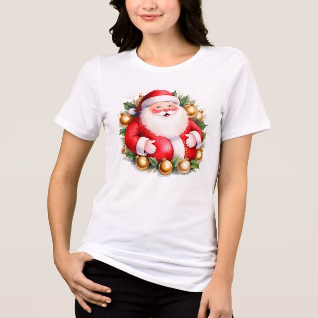Camiseta Retrô Natal Papai Noel Feliz Papais noeis de Natal (Frente)