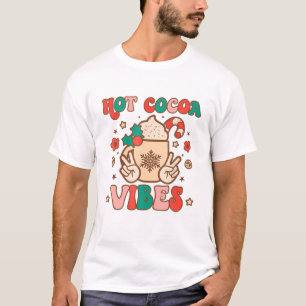 Camiseta Retro Natal Vibes de Cacau Quente Hippie Xmas Groo
