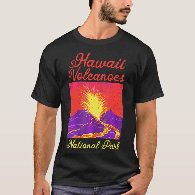 Camiseta Retro National Park Tshirt Hawaii Volcanoos Nação (Frente)