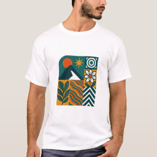 Camiseta Retro Nature Abstrato Art-Modern Geométrico Floral