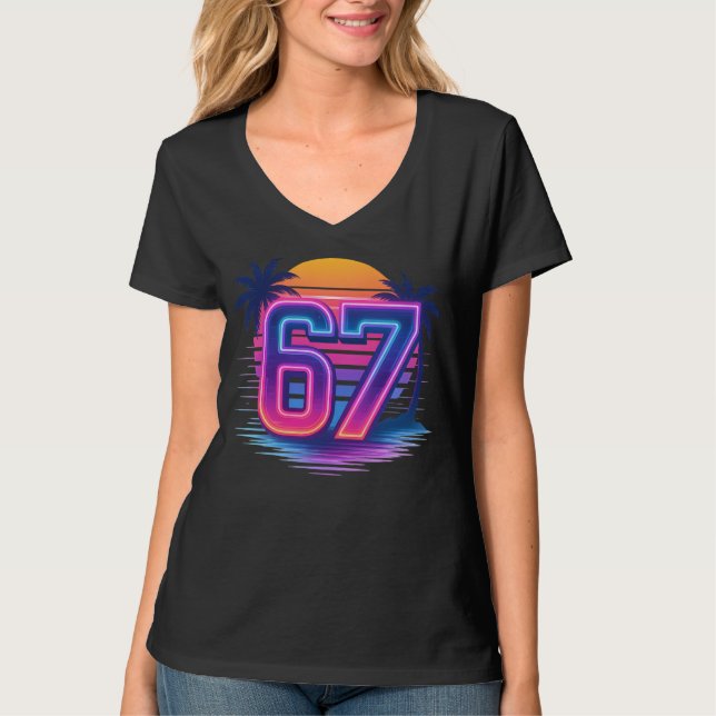 Camiseta Retro Neon 67 Estética (Frente)
