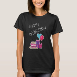 Camiseta Retro Neon Bubble Text Happy Birthday