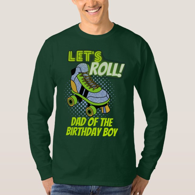 Camiseta Retro Neon Roller Skating Lets Roll Crew de Aniver (Frente)