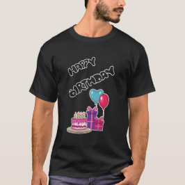 Camiseta Retro Neon Texto Bolha Feliz Aniversário 