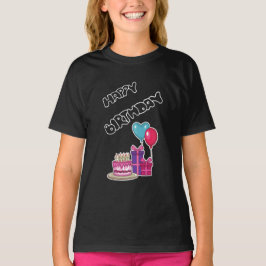 Camiseta Retro Neon Texto Bolha Feliz Aniversário 