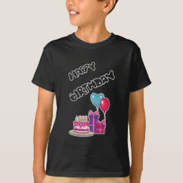 Camiseta Retro Neon Texto Bolha Feliz Aniversário 