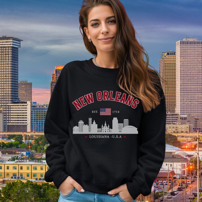 Camiseta Retro New Orleans City Skyline Sweatshirt (Criador carregado)