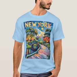 Camiseta Retro New York Central Park Van Gogh Cityscape Art