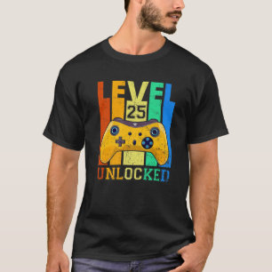 Camiseta Retro Nível 25 Jogador de Aniversário de 25 Destra
