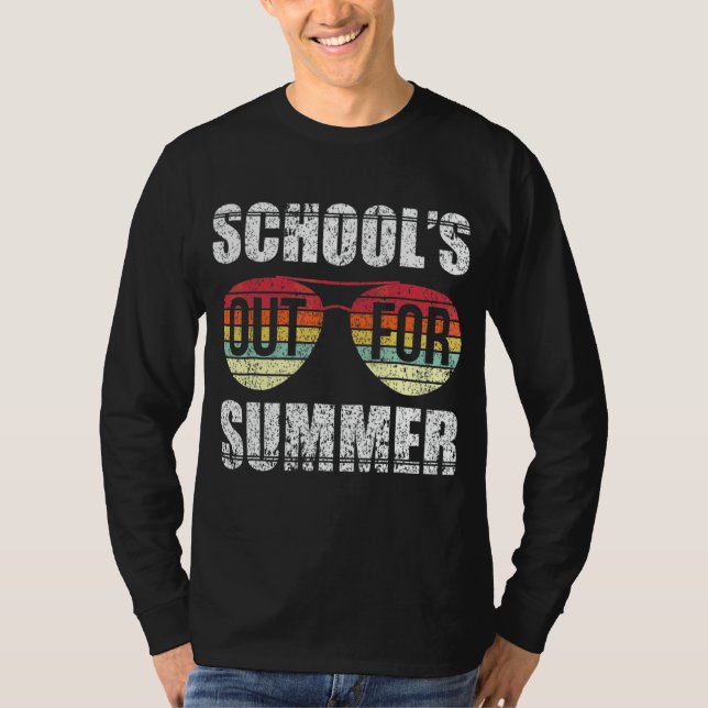 Camiseta Retrô No Último Dia Das Escolas No Verão Te (Frente)