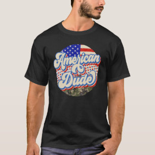 Camiseta Retrô nos Flag Camo American Dude 4 de julho Orgul