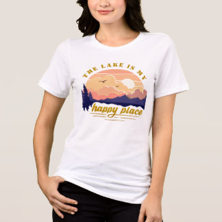 Camiseta Retro "O Lago É Meu Lugar Feliz" Verão