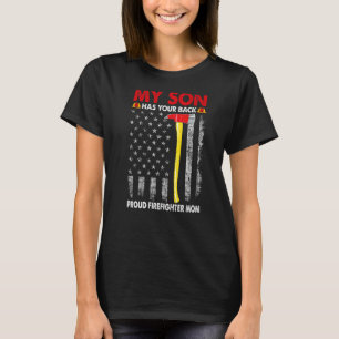 Camiseta Retro O Meu Filho Tem O Seu Orgulhoso Bombeiro Mãe