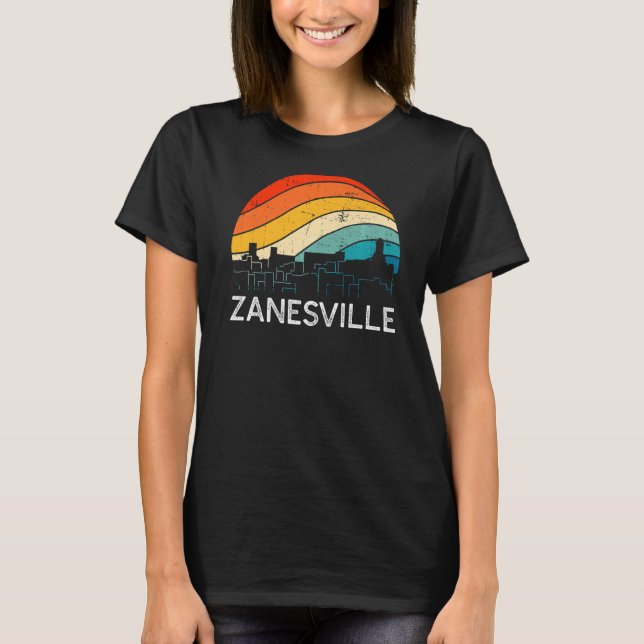 Camiseta Retro Ohio Zanesville Skyline Vintage Urban Skyscr (Frente)