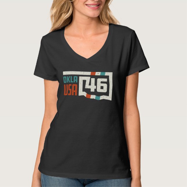 Camiseta Retro Oklahoma State Map Okla USA 46th State Vinta (Frente)