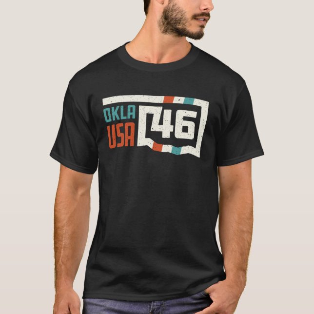Camiseta Retro Oklahoma State Map Okla USA 46th State Vinta (Frente)