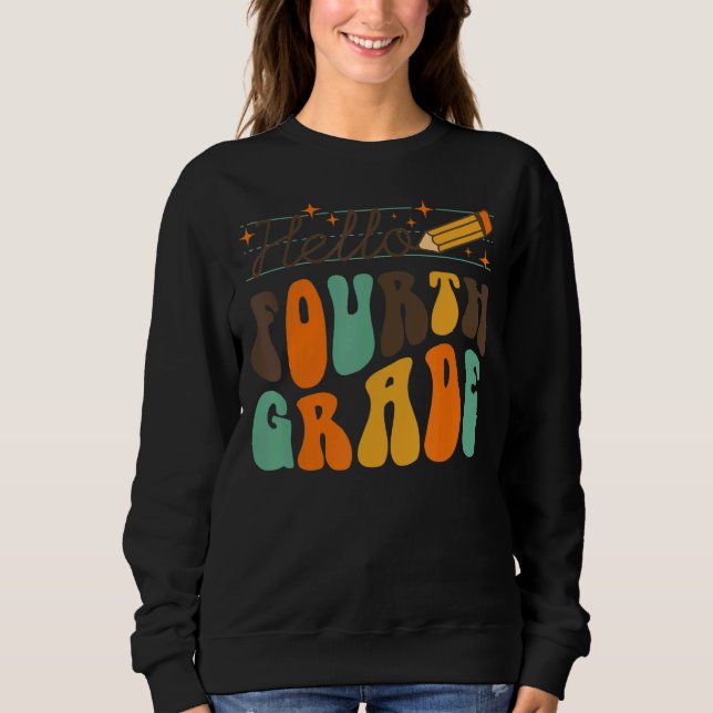 Camiseta Retro Olá Equipe Do Quarto Ano De Volta Ao Ensino  (Frente)